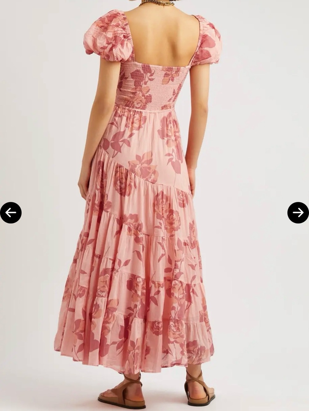 Free People Pink Floral Puff Sleeve Maxi Dress - Size XL - Picture 2 of 7